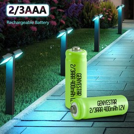 GENYESTAR Ni-MH Rechargeable 2/3AAA 1.2v 400mAh Batteries, Rechargeable 2/3 AAA Battery with Button Top for Mason Jar Light (Not Standard AAA Batteries), 12 Pack