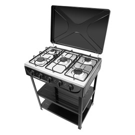Natural Gas Stove with 5 Burners, Portable 12.5KW Powerful Gas Stove for Outdoor Camping, RV Travel and Home Use (Black/White) (Black)
