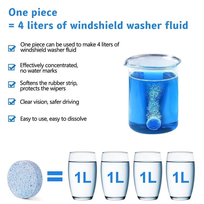 Concentrated Solid Windscreen Washer Tablets, Screenwash Tablet for Car Windshield