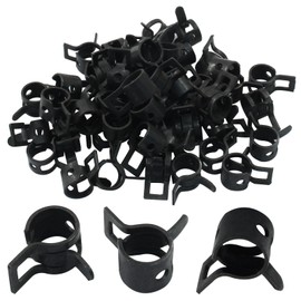 Bivethoi 50Pcs Black Spring Band Type Clips 6mm(1/4Inch) Air Hose Tube Water Pipe Fuel Hose Line Vacuum Hose Clamp, Fit 6.5-7.2mm OD