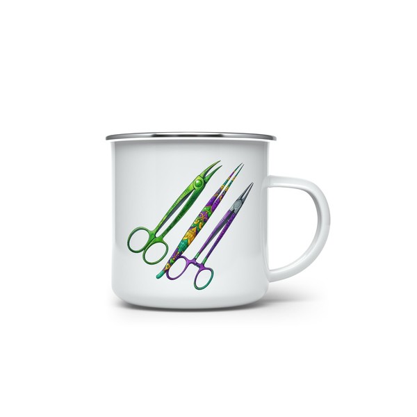 MAXIKIWI Langlebige Emaille-Kaffee- oder Tee-Camping-Tasse für drinnen und draußen, Mardi