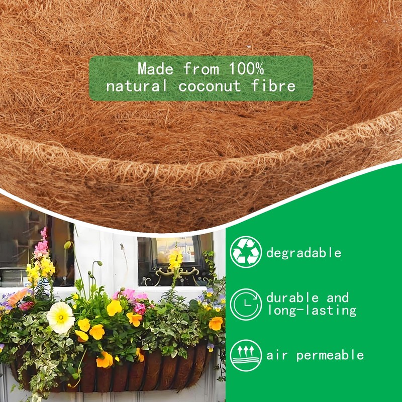 Fengaim Trough Coco Replacement Liners, Coco Fiber Liners for Planters