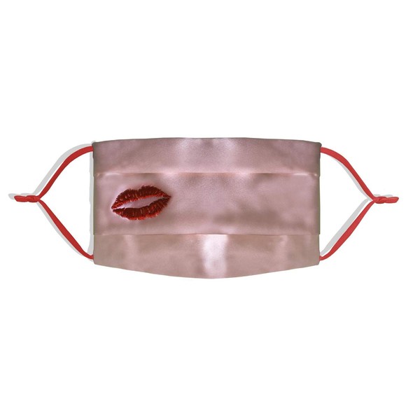 SLIP Silk Double-Sided Silk Face Covering, Red Kiss (One Size) - Breathable, Reusable Silk Face Covering Made with Pure 22 Momme Mulberry Silk + Cotton Inner Lining - Adjustable Nose Wire + Earloop