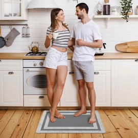 ATRUG Small Kitchen Mat Cushioned Anti Fatigue Memory Foam Cushioned Rugs Non Slip Comfort Standing Kitchen Floor Mat for Kitchen, Office, Sink, Laundry, Waterproof & Ergonomic 17.3"x27.5" Grey