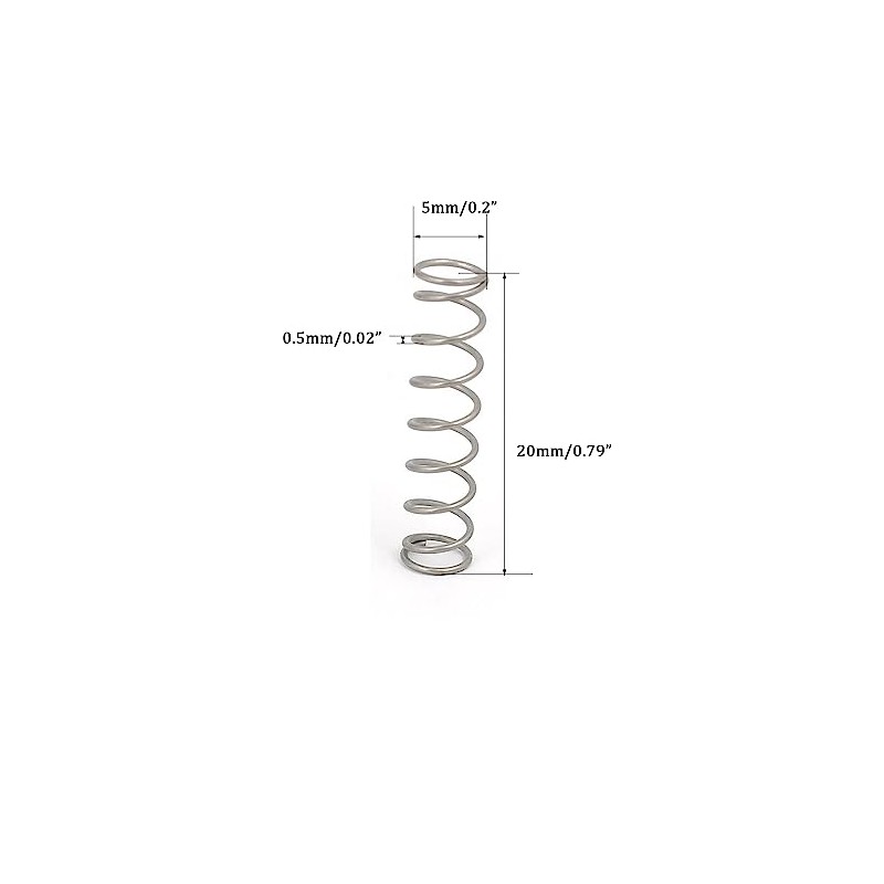 TA-VIGOR 10Pcs Extended Compressed Spring, 5mm OD,0.5mm Wire Size,20mm Length