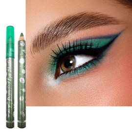 Green Pearl Shimmer Eyeshadow Stick, Metallic Glitter Green Pencil, Hot Color Creamy Eye Shadow Crayon, Pearlescent Highlight Brightener Eyeshadows, Crease-Proof High Pigmented