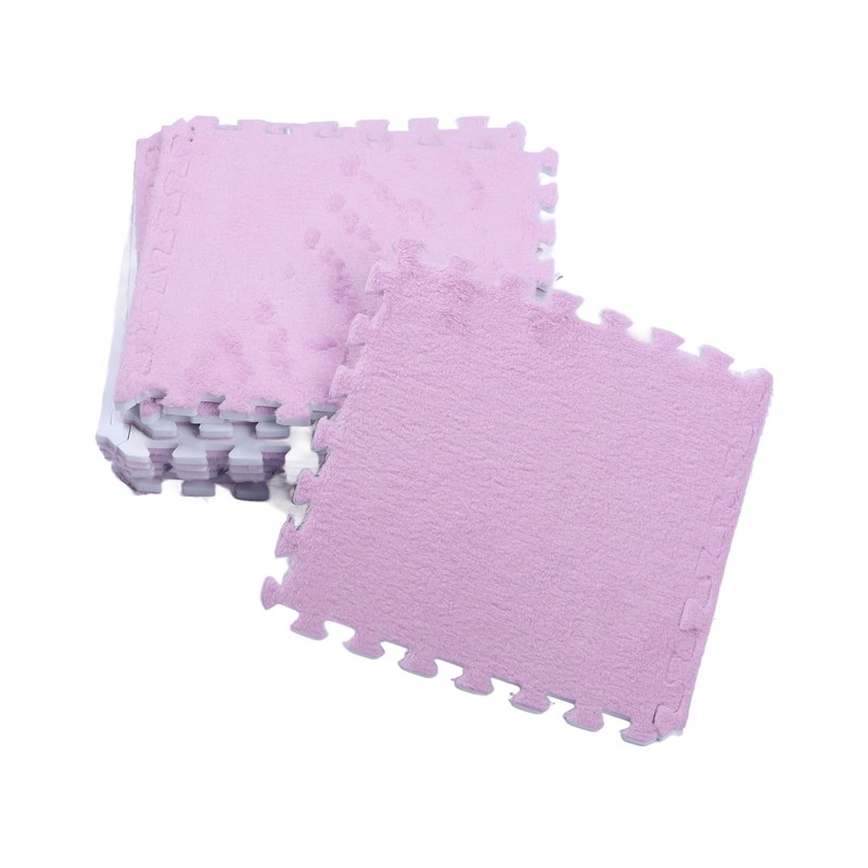 10pcs Plush Puzzle Floor Foam Mat Tiles Fluffy Cuttable Anti