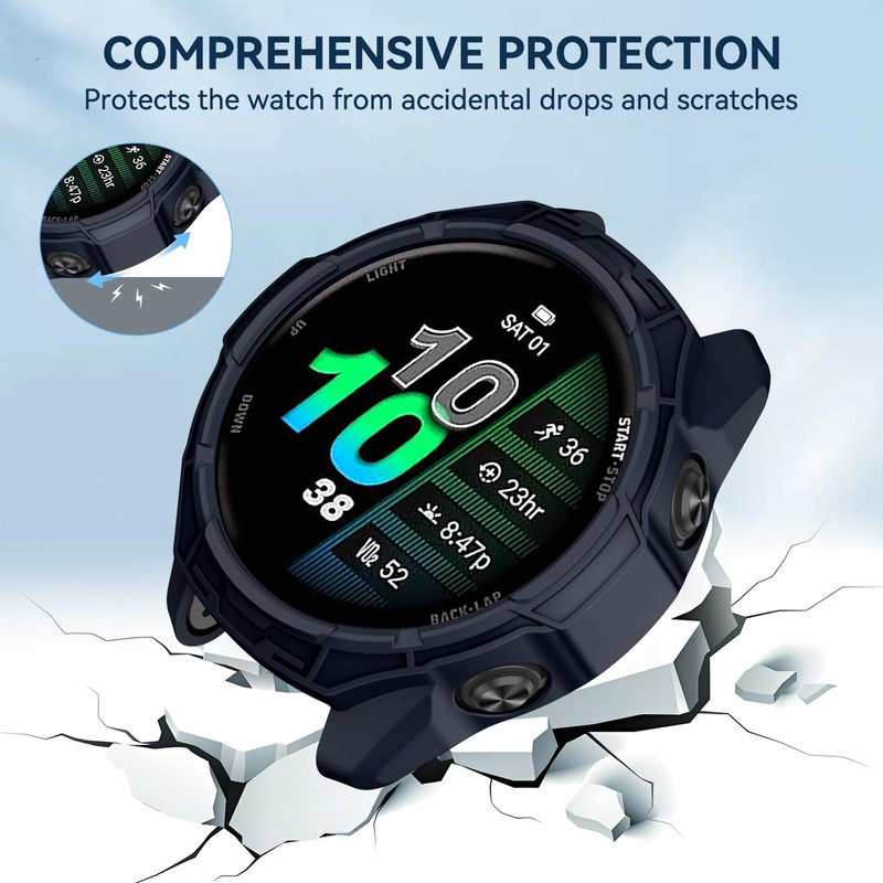 MYSNBKN Case for Garmin Forerunner 570 47MM/970 TPU Bumper Proof