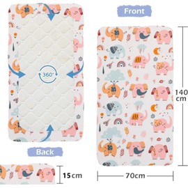 Baby Cot Bed Fitted Sheets 140 x 70 100% Cotton - Hypoallergenic Toddler Bed Sheet Fully Elasticated Skirt Breathable Easy Care - Junior Bed sheets Pack of 2