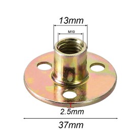 Pamtns Pack of 10 Flange Nuts T Nut M10 Nuts Flange Nuts Drive-in Nut M10 Screw in Nut M10 Sleeve Nut M10 3-Hole T-Nut for Fixing Furniture