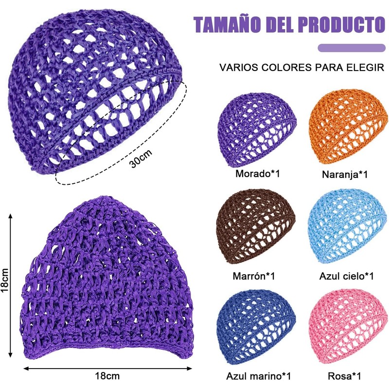 6 Piezas Red para Cabello Elástica, Tubi para Dormir, Tubi
