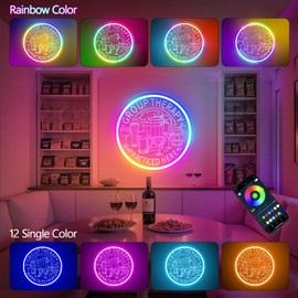 KiMineon Group Therapy Neon Bar Signs, Upgrade Smart RGB Multicolor Vintage Group Therapy Practiced Here Bar Light up Sign, 12V Led Sign for Men Dad, Club Pub Shop Cafe Man Cave Home Party Gift