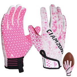 GIAMZONP Football Gloves Youth - High Grip Football Gloves Stretch Fit for Enhanced Performance for Boys Girls, Pink XS