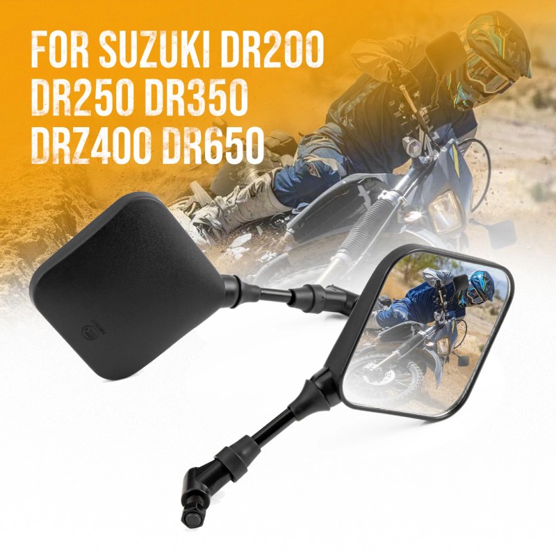 TWOM Black Dual Sport Motorcycle Side Mirrors For Suzuki DR200