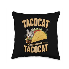 Tacocat Spelled Backward Is Tacocat Cat And Taco Lover Throw Pillow
