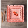 YBK Tech Elegant Square Embossed Lace Plate, Ceramic Serving Plate