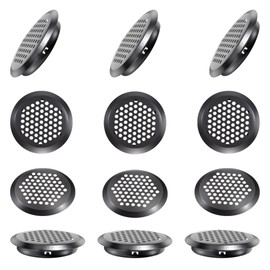 50 Pcs Round Soffit Vents 2 inch/53 mm Circular Air Vents Stainless Steel Circular Soffit Vents Mesh Hole Louver for Wardrobe Cabinet Shoe Cabinets Kitchen (Black)