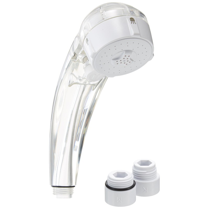 Kakudai 356-720-W Massage Stop Shower for Low Water Pressure, Clear