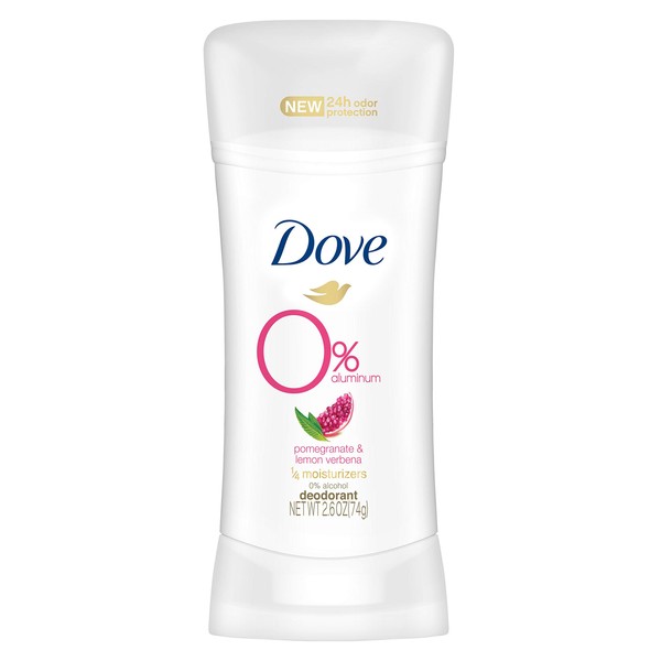 Dove 0% Aluminum Deodorant For Smooth Underarms Pomegranate and Lemon Verbena 24-Hour Odor Protection 2.6 oz(pack of 3)