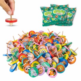 BONNYCO Trottola Bambini Legno Pack 80 Animali Giungla. Trottole Gadget Compleanno Bambini, Mini Giochi Regalini Fine Festa Compleanno. Regalino Fine Festa Dopo Invitati, Pensierini Giochini Scuola