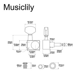 Musiclily Pro 6 inline 2-pins Sealed Guitar Tuners String Tuning Pegs Keys Machine Heads Set for Fender Strat Stratocaster/Tele Telecaster Electric Guitar, Gold