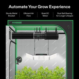 VIVOSUN G8 8" Inline Duct Fan & 3 Cycle Modes E12 Speed Controller, AeroZesh Grow Tent Kit Ventilation Fan with 725 CFM EC Motor, Programmable Exhaust Fan for Heating Cooling Booster, Hydroponics