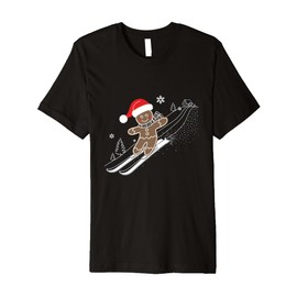 Gingerbread Man Christmas Skiing Down Gifts Winter Xmas Kid Premium T-Shirt