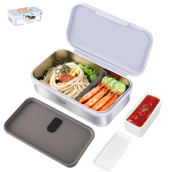 Finorder 33 oz Gray Stainless Steel Lunch Container Simple Style