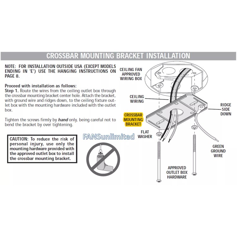 Casablanca Crossbar Mounting Plate Bracket with Black Screws Casablanca Ceiling