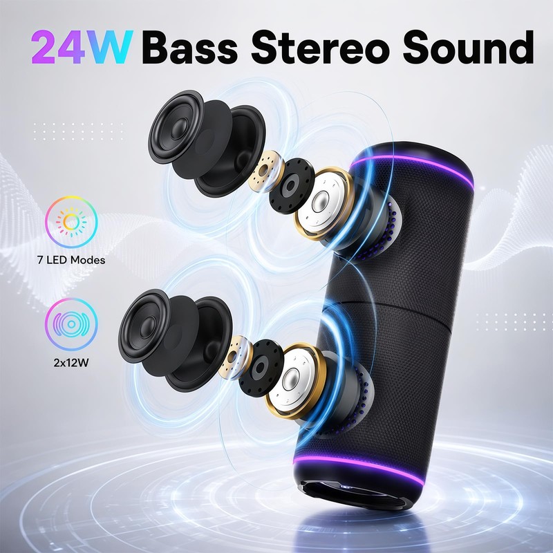 Magnetic 2-in-1 Portable Bluetooth Speaker, 24W Split Stereo Sound with