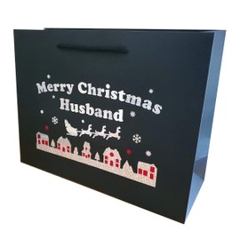 Husband, Boyfriend, Fiance Christmas Holographic Gift Bags Wrap (Husband - Large)