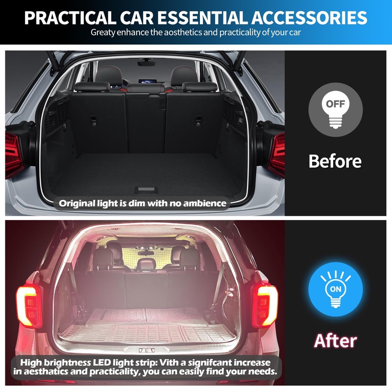 Car LED Strip Lights - Trunk Cargo Ambient Lighting, White