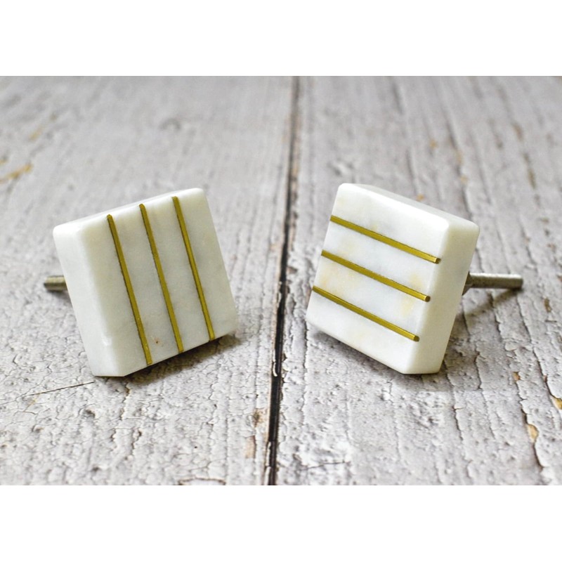 ARTISNO Square Marble Brass Knob, Modern Cabinet Knob, Decorative Hardware,