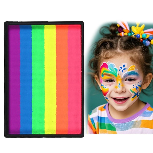 Professional Rainbow Face Paint, 50g Water-Based Palette, Quick-Drying & Long-Lasting,