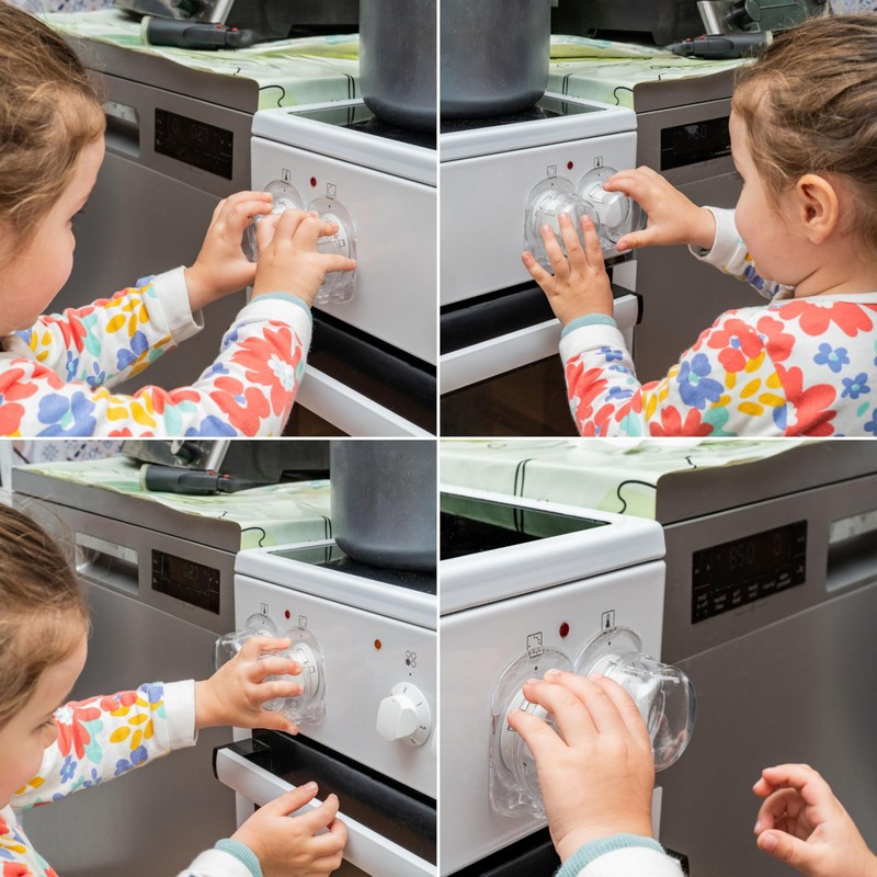 Cooker Knobs Child Lock Pack of 3 Transparent for Large