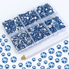 Briskbloom 4500PCS Resin Flatback Rhinestone, 2mm 3mm 4mm 5mm 6mm Light Blue Flatback Rhinestones for Tumblers, Nails Art, Mugs, Bottles, Craft Decoration, Loose Bling Glitter Gem Stone