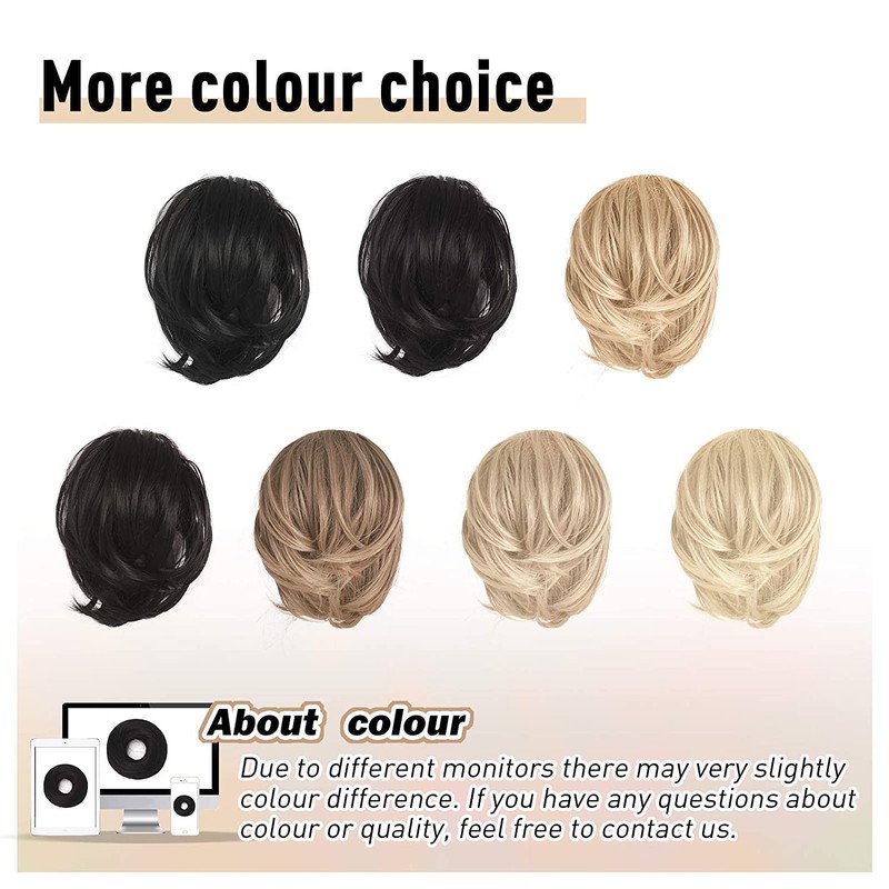 BARSDAR Hair Bun Ponytail Extension, Straight Synthetic Hairpiece Fully Short