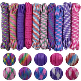 aufodara Set of 24 Paracord Bracelet Cords 7 Strands Nylon Rope and Colour Plastic Click Closure for Women Girls DIY Handmade Weave (24)