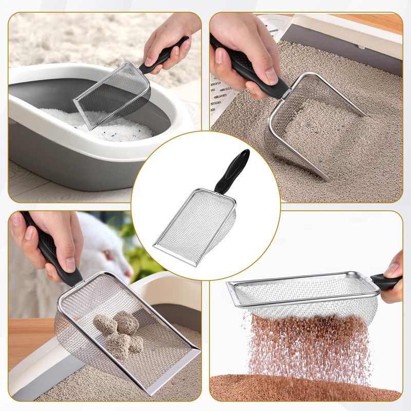 Qulkws Stainless Steel Mesh Litter Shovel, Fine Mesh Metal Reptile