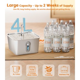 UPAWPIA Cat Water Fountain Stainless Steel 135oz/4L Pet Water Fountain for Cats Indoor Pets Dog Small Animal Automatic Dog Water Dispenser with 4 Filters 4 Sponge Quiet