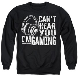 Popfunk Can't Hear You Gaming Unisex Adult Crewneck Sweatshirt, Black, 5X-Large