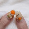 Tangerine bear handmade nail tip - short ballerina / 귤