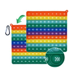 Zamety Pop It Autism Toy, Plopper Toy, Children's Enlightenment Numbers 1-200 Sensory Stress Reduction Double-Sided Toy, Adult Anti-Stress Relief, Anxiety, Practical Carry Toy