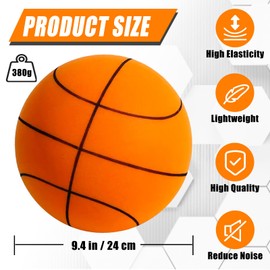 MIVERYEA Silent Basketball Size 7(29.5“), Soft Foam Ball Soundless for Quiet Dribbling and Indoor Training, Grooved Airless Higher Bounce Ball for Indoor Games