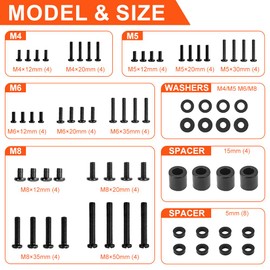 TV Bracket Screws, 68pcs TV Mounting Screw Kit with M4 M5 M6 M8, Universal Vesa Screws, Bolts, Spacers & Washers, Perfect for Most Television Up to 80 Inch
