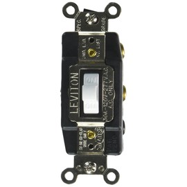 Leviton 1288-W 30-Amp 120-Volt Toggle Double-Pole Ac Quiet Switch, White, , White