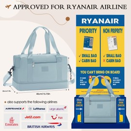 for Ryanair Cabin Bags 40x20x25 Underseat Hand Luggage Bag Carry on Bag Waterproof Hospital Overnight Weekend Bag for Women Men with Shoe Pouch