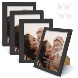 DMSELL 4 Pack Black Photo Frame 6x4, Black 6x4 Picture Frame for Tabletop Display and Wall Decoration