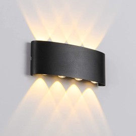 Aplique de Pared Montable Negro con Luces calida de estilo Moderno de Diseño Nuevo ideal para Interiores y Exteriores Impermeable 2x4W