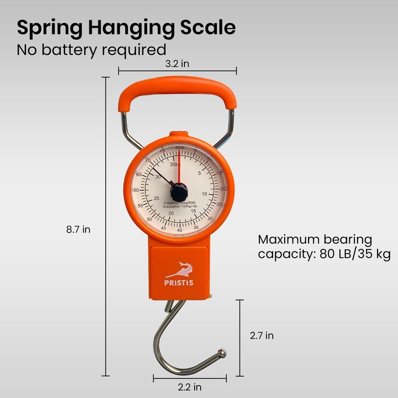 Pristis Fishing Hanging Scale, 80 LBs Fish Weight Analog Spring